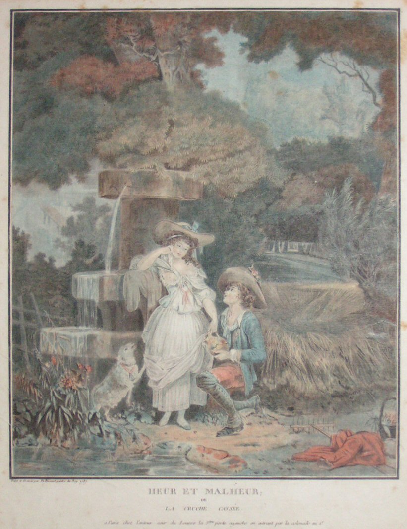 Aquatint - Heur et Malheur; ou La Cruche Cassee. - De